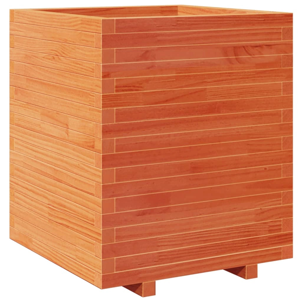 Fioriera rialzata per piante fiori terrazza giardino finitura a cera 60 x 60 x 72,5 cm legno di pino massiccio marrone 02_0038478
