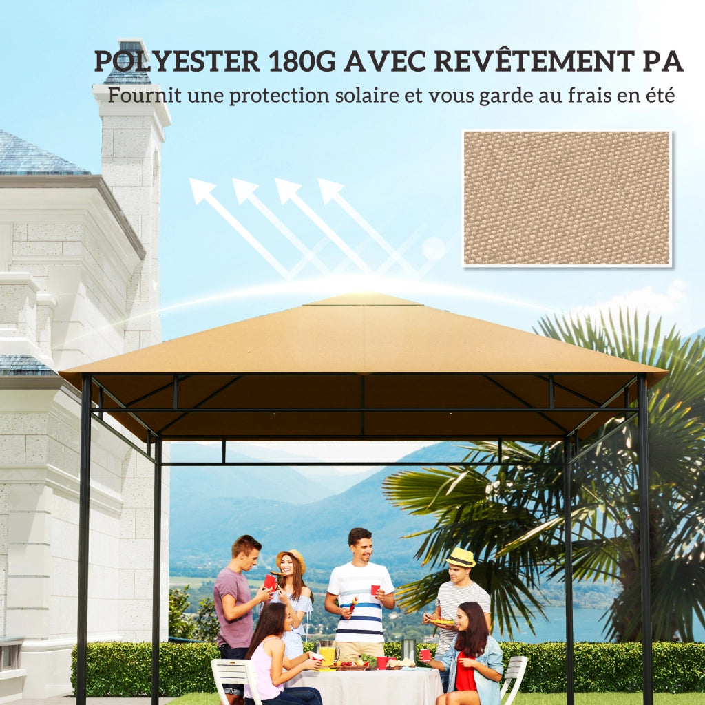 Tenda per Gazebo 3x3 m ¨C zephmum ¨C Beige Poliestere 180 g/m2 Anti-UV