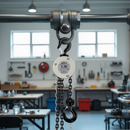 Mini paranco a catena manuale VSK-1, capacità di carico 1 t, altezza di sollevamento 3 m, per sollevare e abbassare carichi pesanti in officine, magazzini e cantieri, per impieghi gravosi