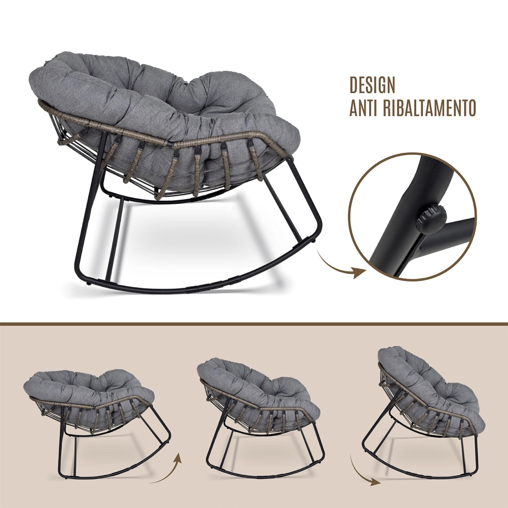Sedia a dondolo uovo, poltrona dondolo da giardino grigio – Dream - SD01DR