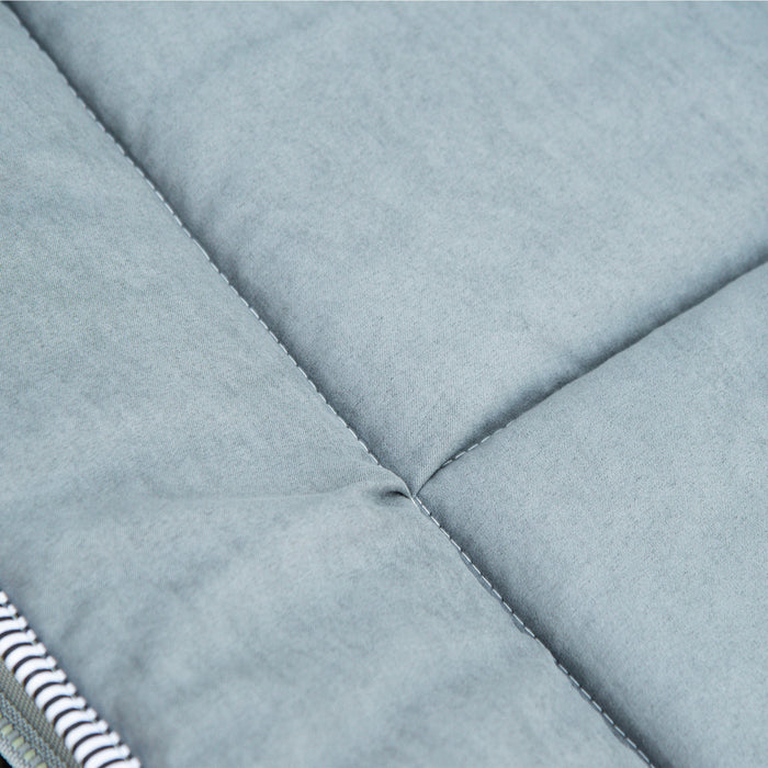 Lettino da Campeggio Pieghevole e Imbottito con Tasca Portaoggetti 188x64,5x53 cm  Grigio chiaro