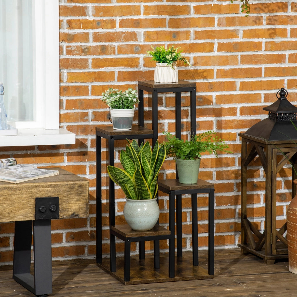 Tavolino 4 Livelli con Fioriere ¨C zephmum ¨C 40x40x81 Marrone