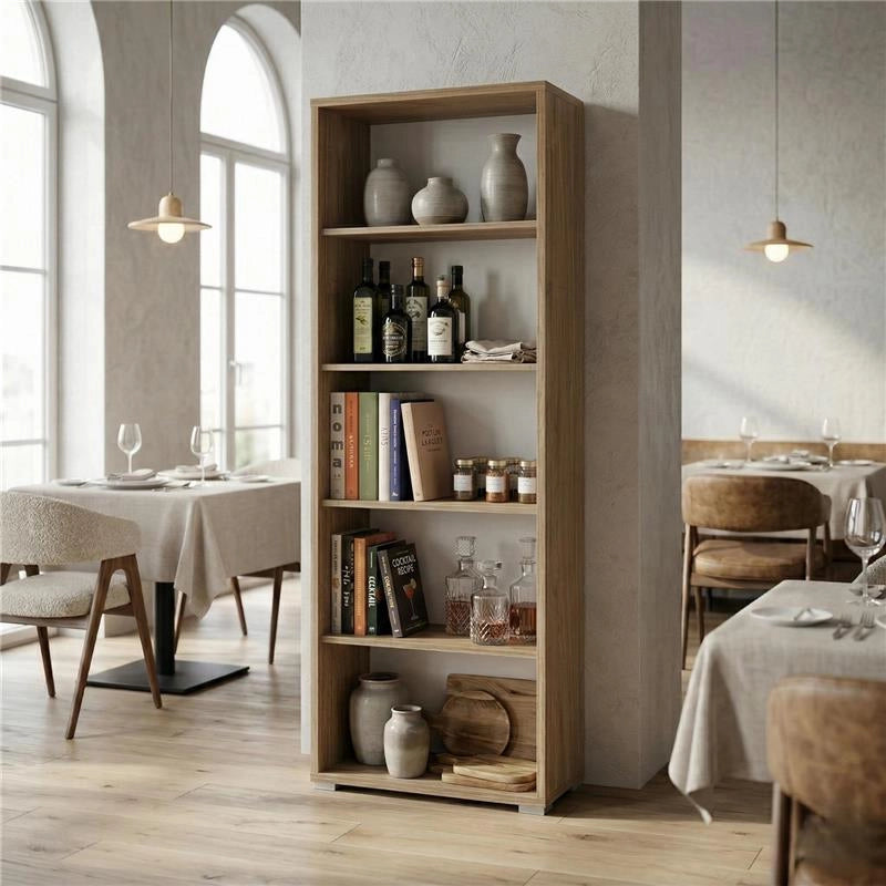 LIBRERIA A GIORNO DA ARREDO IN LEGNO CON 5 RIPIANI 182X71X41 CM COLORE NOCE