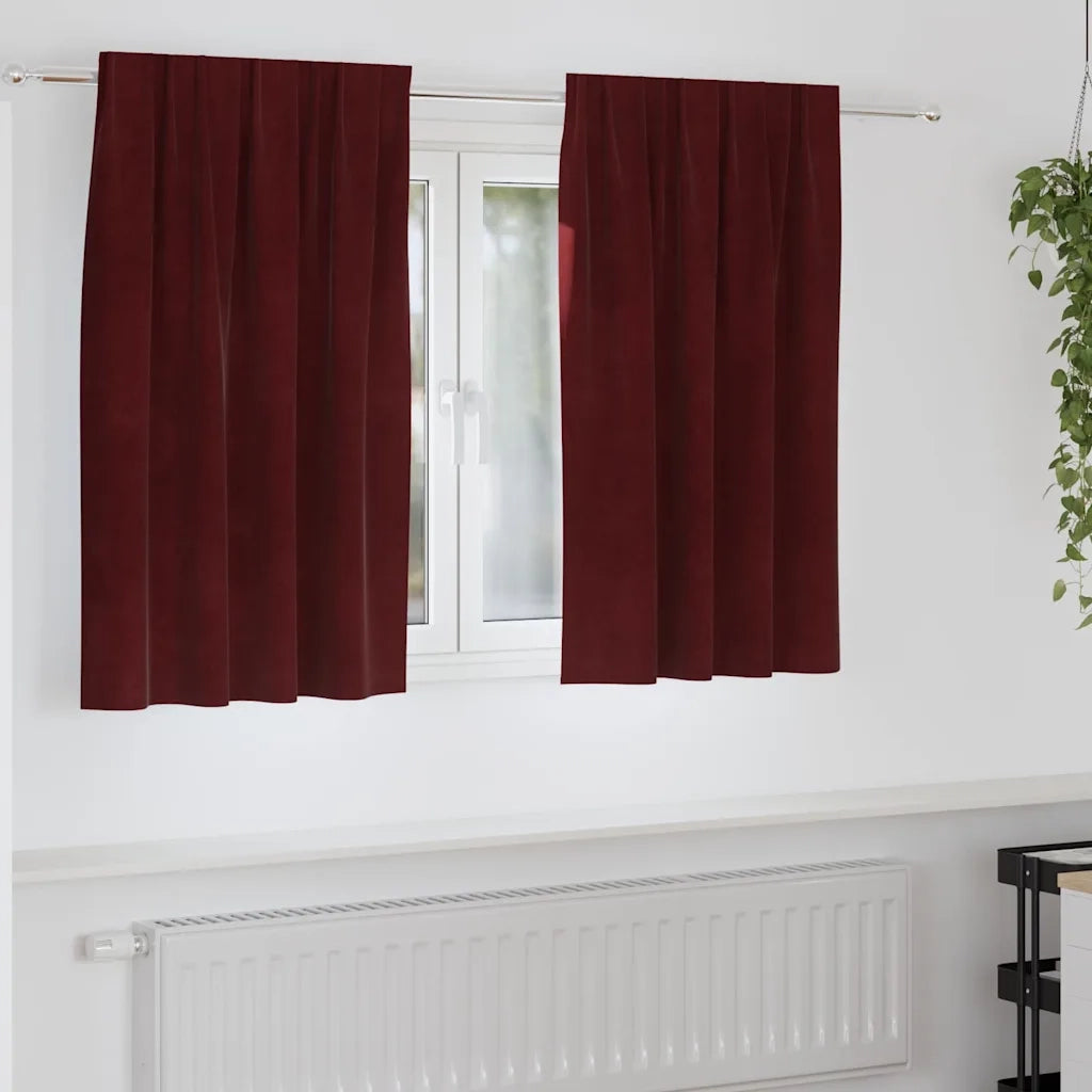 Tende Oscuranti | Tende Blackout 2 pz Rosso Vino 140 x 140 cm Velluto