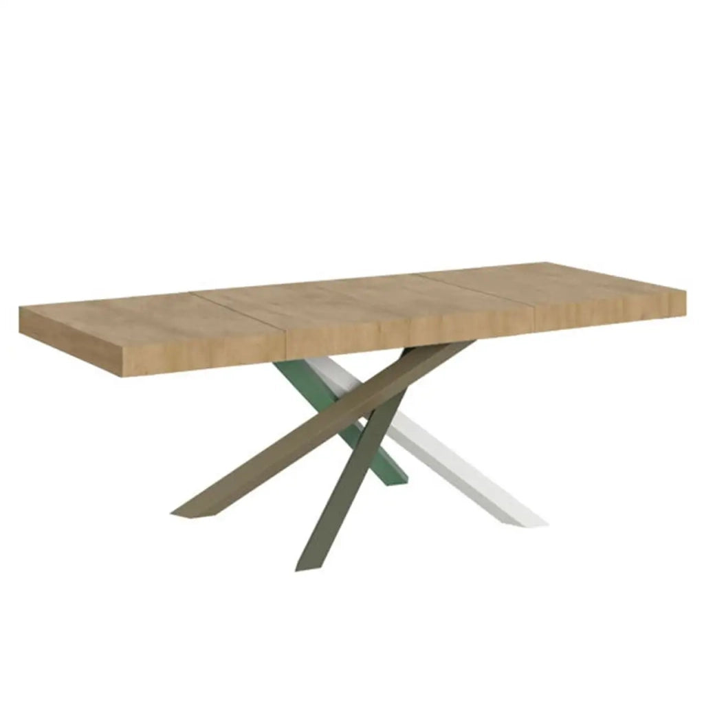 Tavolo allungabile 180/440x90 cm Volantis Premium colore quercia natura gambe multicolore 4/A