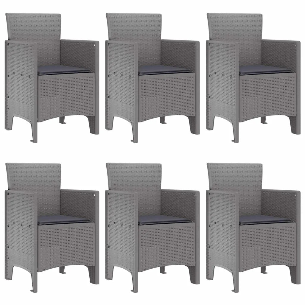 Set da Pranzo per Giardino 7 pcs Grigio chiaro Rattan Polt