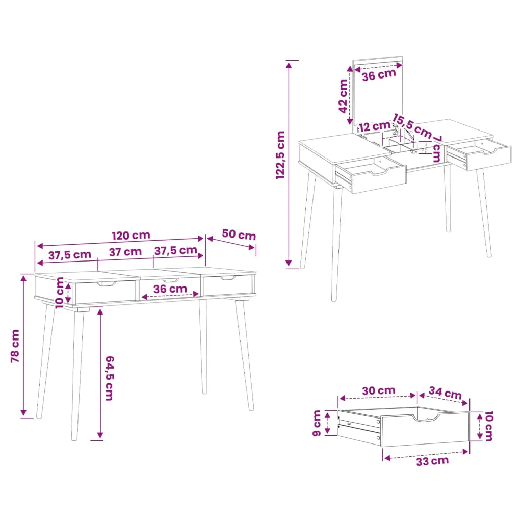 Tavolo da Trucco FAUSKE Bianco 112 x 50 x 78 cm 42040690