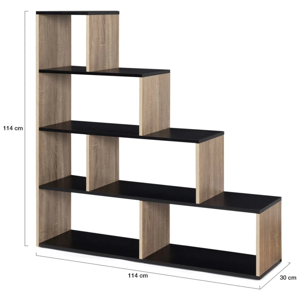 IDMarket - Librería escalera LINA en madera de haya y negro