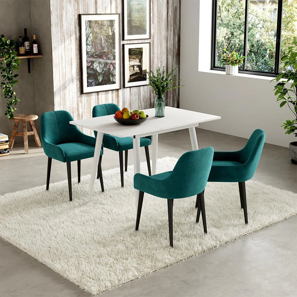 Tavolo da pranzo Beaver, Bianco, 80 x 70 cm Estensibile