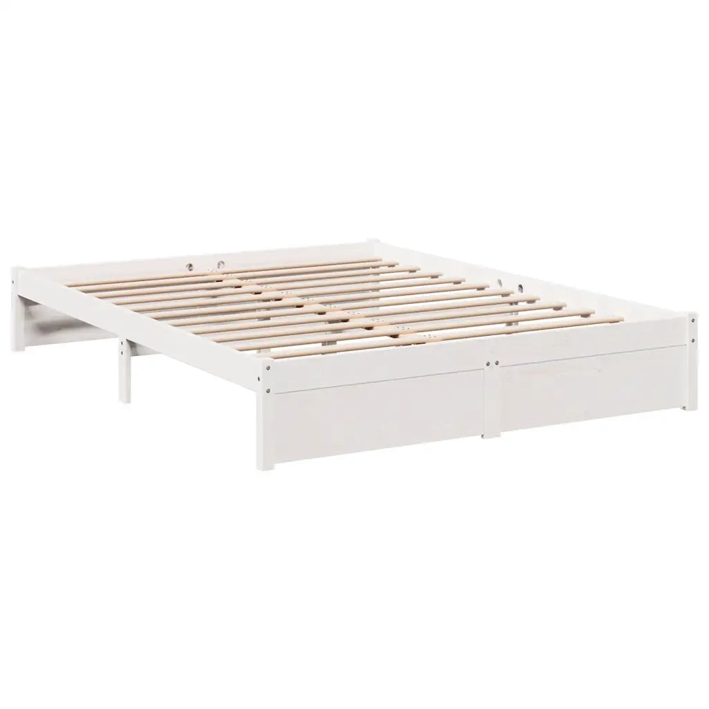 Letto Libreria senza Materasso-Struttura Letto con contenitore Bianco 150x200 cm Legno di Pino 878334