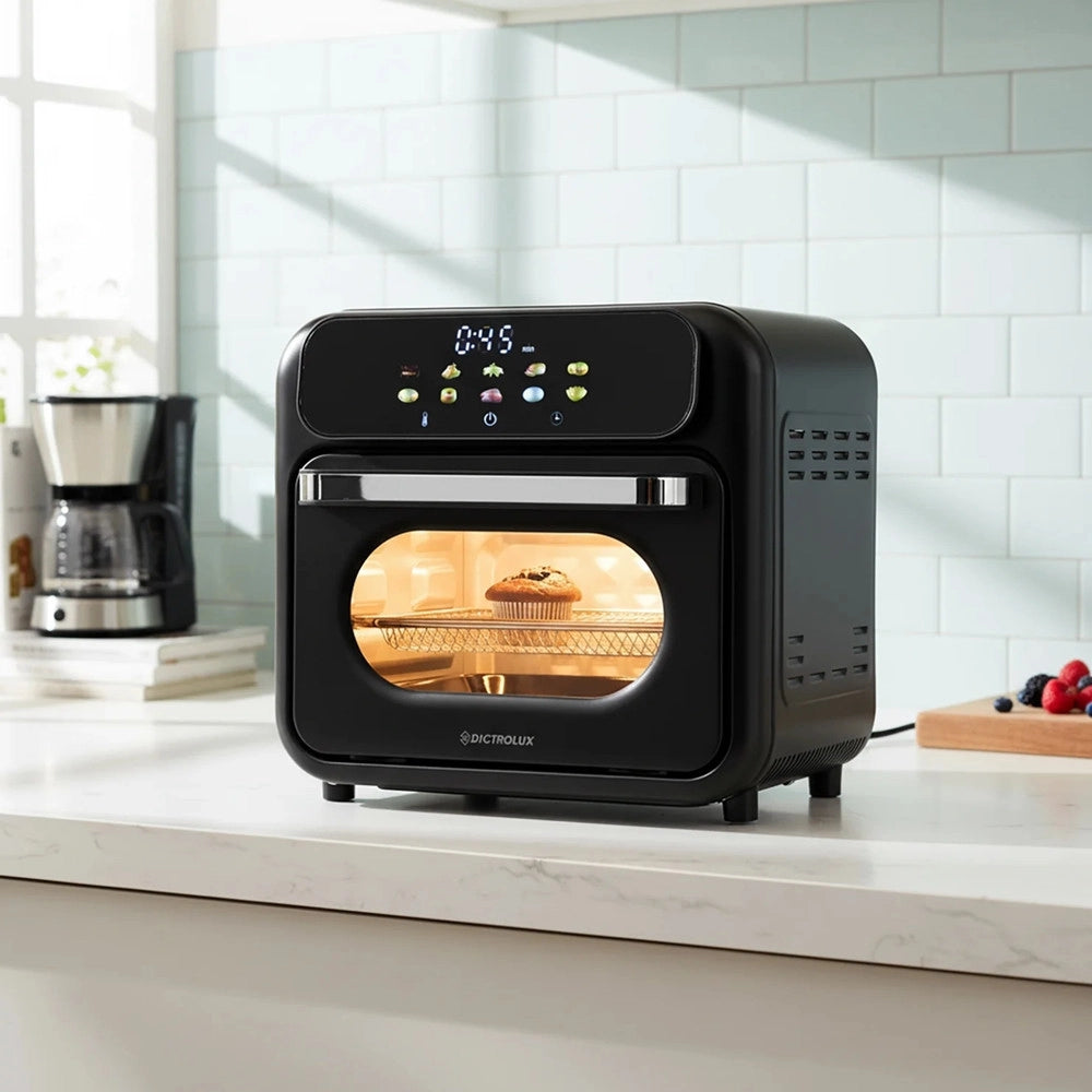 Trade Shop - Forno Friggitrice Ad Aria Multifunzione 870w 10lt Con Display Touch Led Luce 10 Programmi -