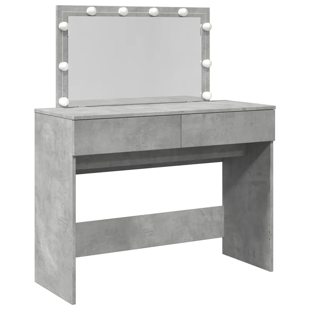 Toeletta | Tavolo da Trucco con LED Grigio Cemento 100x40x120 cm
