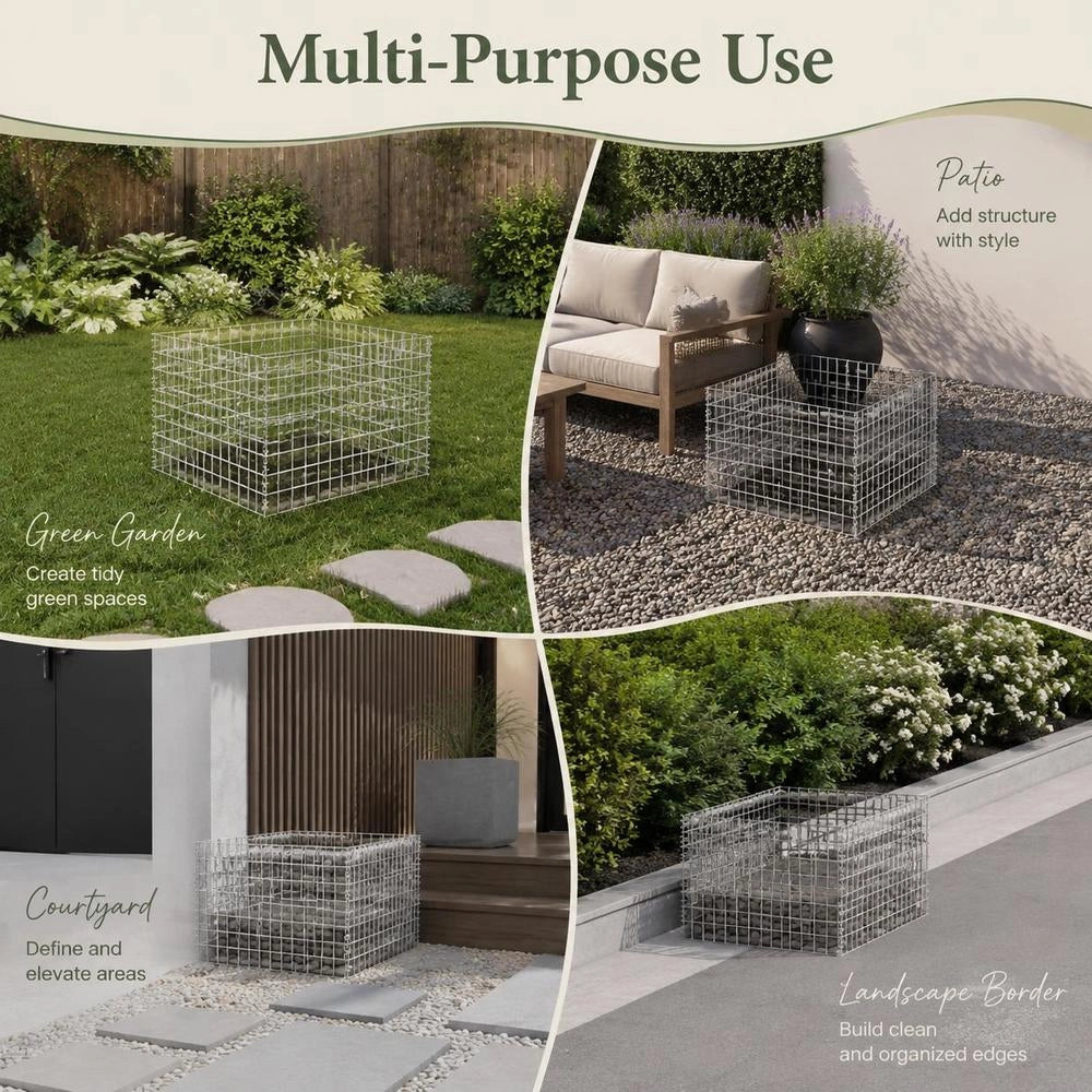 Gabion Raised Bed Galvanized Steel 90x90x50 Cm