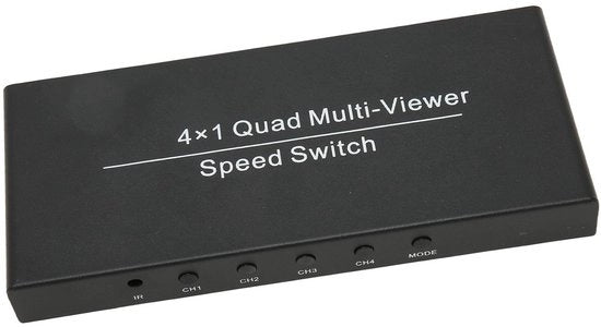 Switch HDMI Quad 4 in 1 senza Interruzione con Comando IR da Distanza - Supporto 1080P 60Hz - Monitoraggio di Sicurezza per Telecamere - Alimentazione EU.