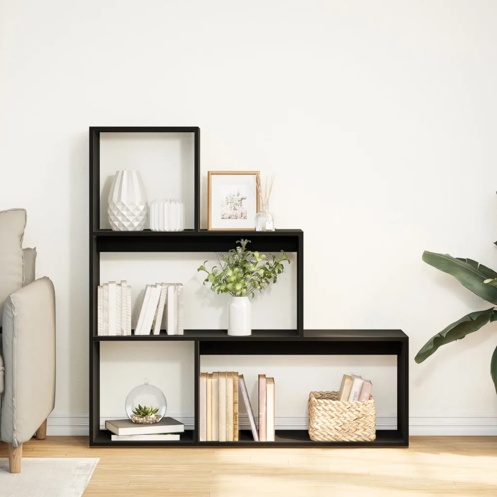 Libreria Divisorio 3 Ripiani Nera 123x29x123 cm in Truciolato 857986