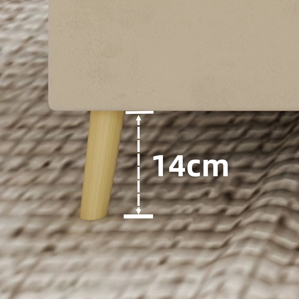 Letto Basso 160 x 200 cm - Testiera Alta Imbottita e Spazio Sottoletto - Beige