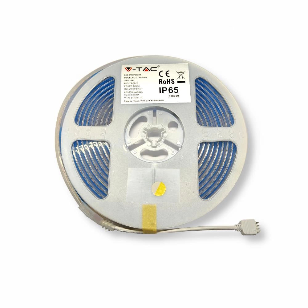 Striscia LED V-TAC SMD2835 24V 120LED CCT IP65 5m 3000-6500K