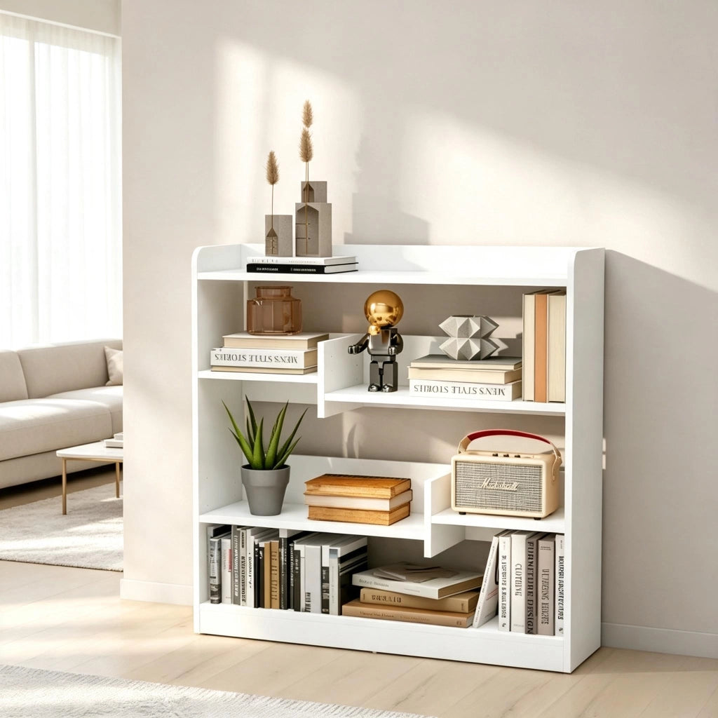 LIBRERIA Moderna 90x24x91 cm Bianco con 4 ripiani
