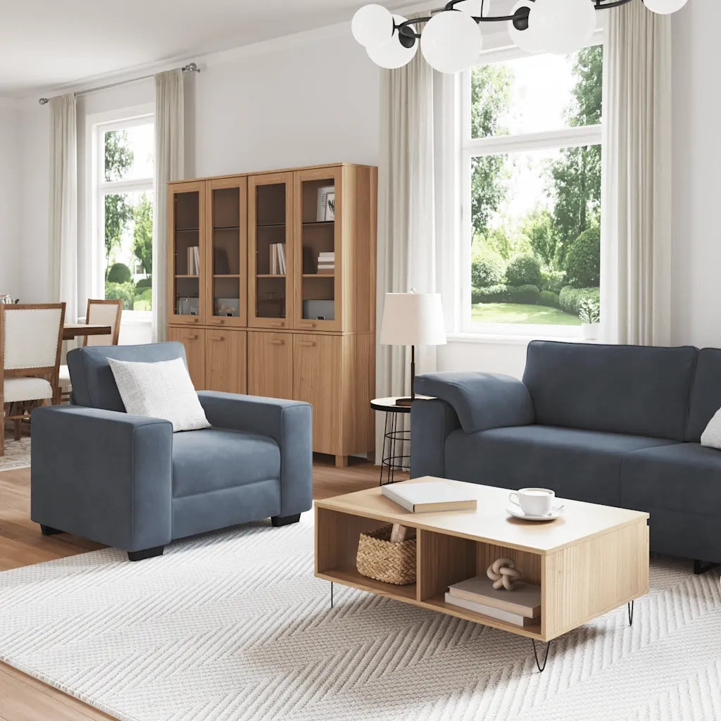 Set di Divani 3 pz con Cuscini Grigio Scuro in Velluto 3324668