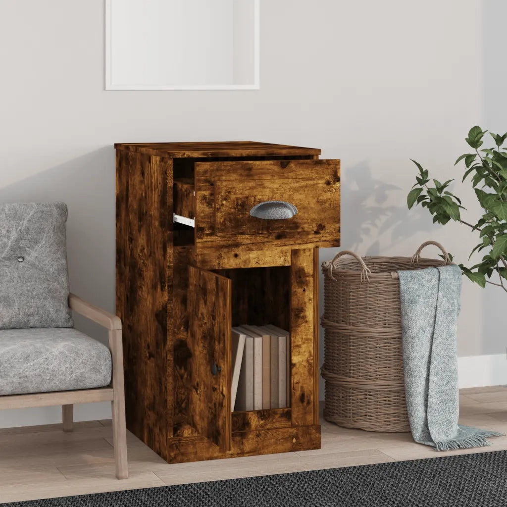 Mobiletto con Cassetto Rovere Fumo 40x50x75cm Legno Multistrato 816485