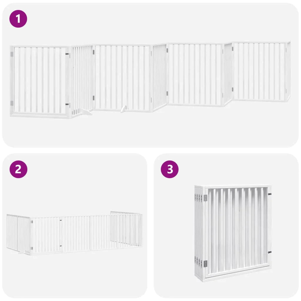 Cancelletto di sicurezza per animali domestici porta pieghevole 8 pannelli legno di pioppo bianco 02_0023264
