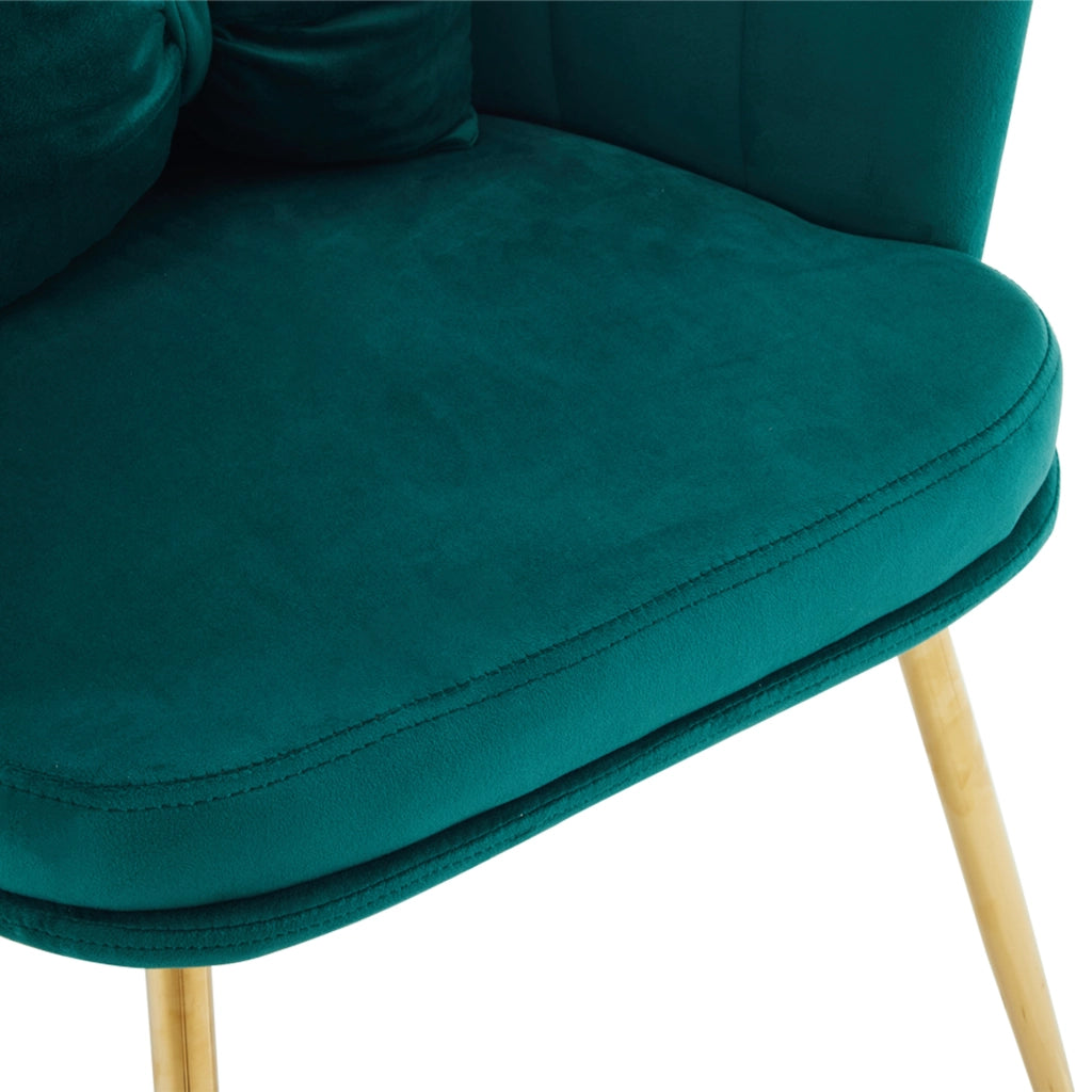 Poltrona con Schienale a Petalo e Cuscino Farfalla Design Ergonomico in Velluto Verde