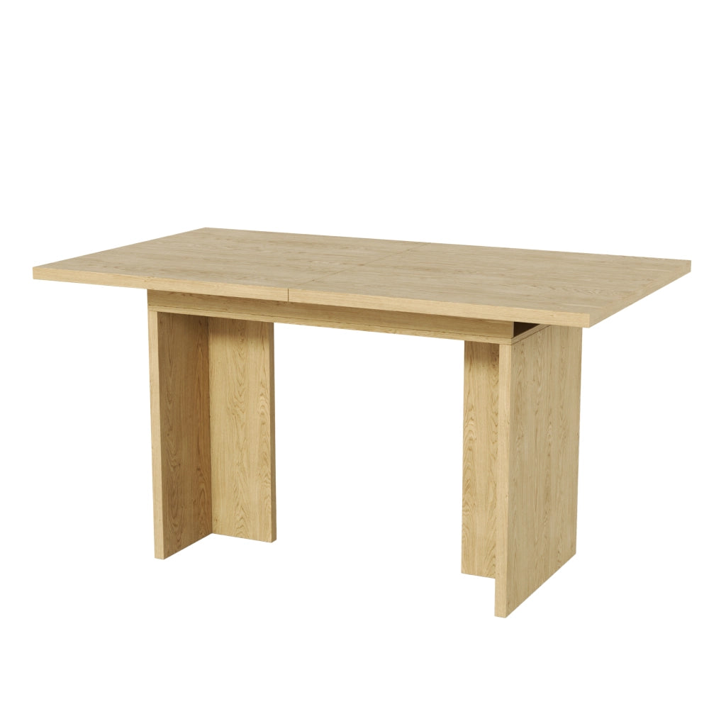 Tavolo allungabile per 6-8 persone con piano spesso 30 mm, struttura a T, in MDF, rovere, 180 × 80 × 75 cm