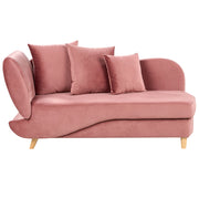 Chaise longue versione sinistra in velluto rosa con contenitore soggiorno lato sinistro design moderno contemporaneo