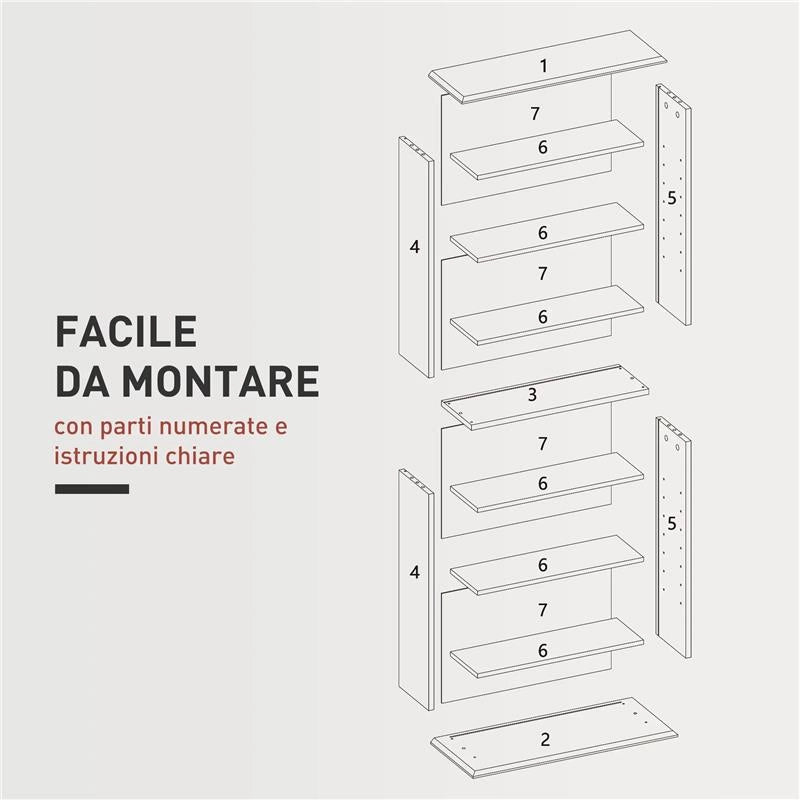 SCAFFALE PORTA CD CON 6 RIPIANI REGOLABILI CAPACITÀ DI 360 CD/185 DVD 58X24X124.5 CM NERO