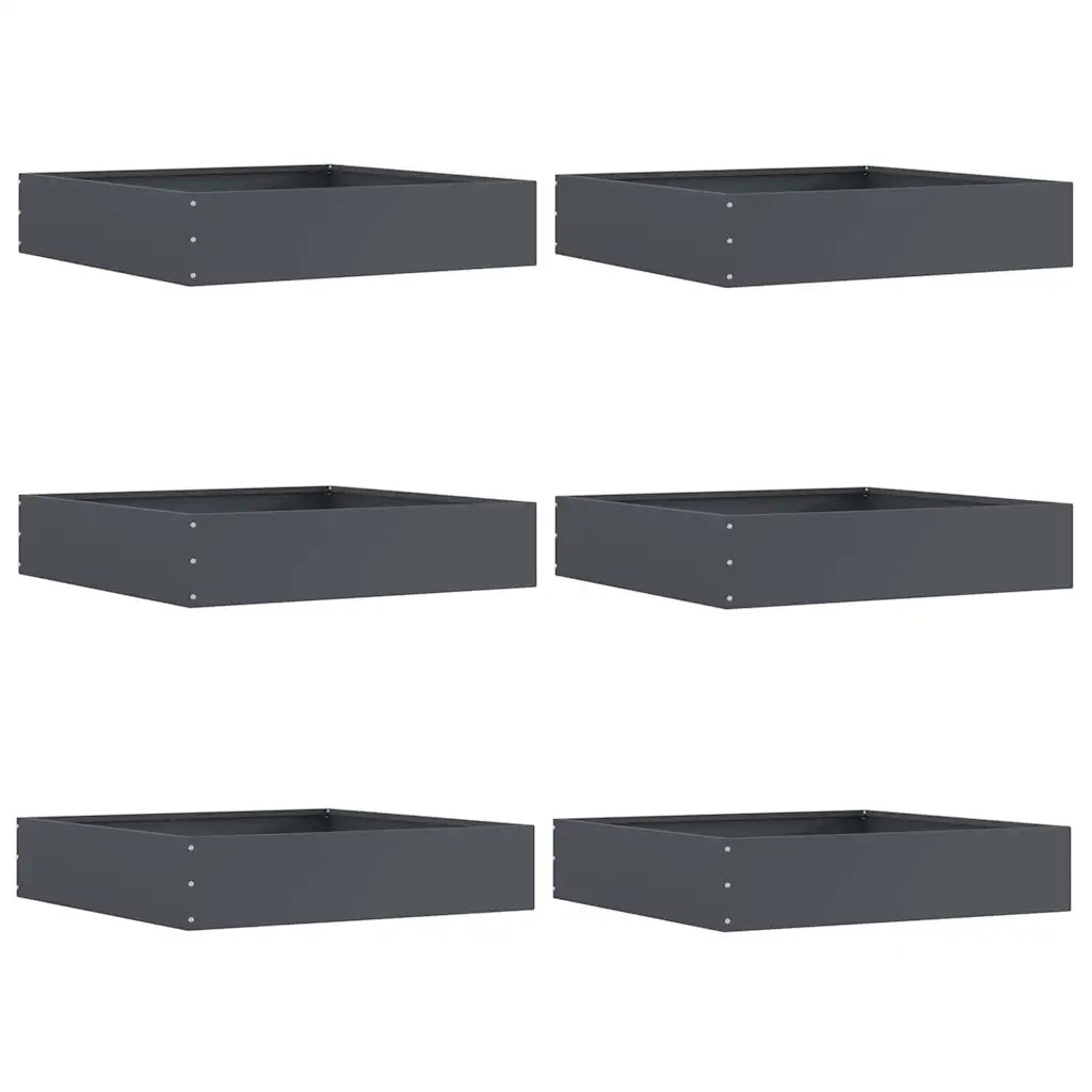 Bordura per Prato 6 pcs Antracite 60 x 60 x 13 cm Acciaio