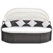 Lettino Prendisole con Baldacchino in Polyrattan Marrone 41831