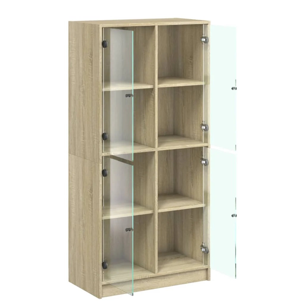Buffet credenza cassettiera armadio mobile contenitore organizer cucina soggiorno salotto alto con ante legno ingegnerizzato Sonoma marrone 02_0032236