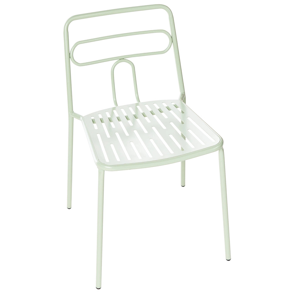 Set di 2 sedie da giardino verde con telaio in acciaio impilabili per esterni Patio moderne