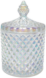 Scatola per dolci in vetro cristallo 10 oz con coperchio decorativo - dimensioni 8,3 x 8,3 x 14 cm