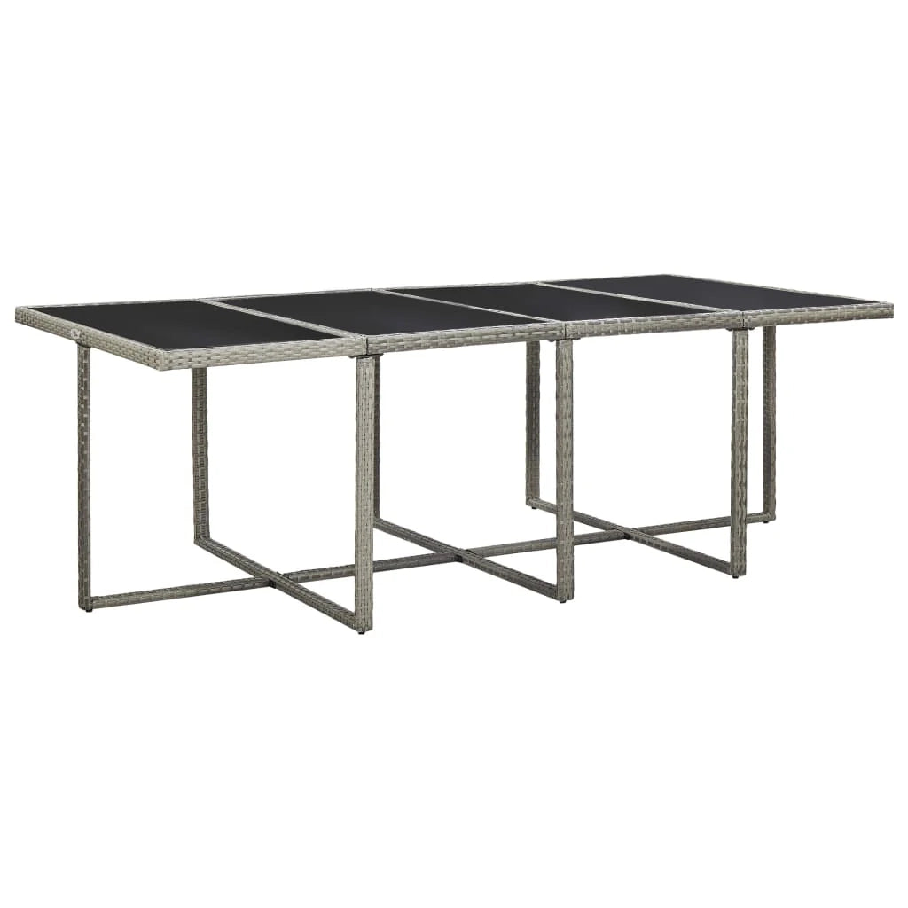 Set da pranzo da giardino da 13 pezzi e cuscini in resina intrecciata grigia 02_0014747