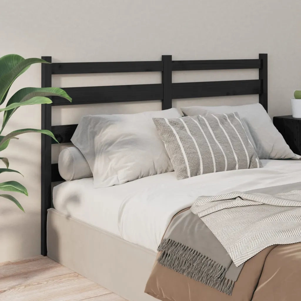 Testiera per Letto-Testata-Testiera Decorativa Nera 126x4x100 cm in Legno Massello di Pino 514999