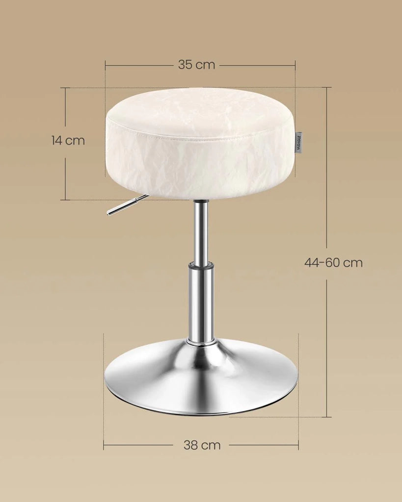 Sgabello da trucco girevole a 360 gradi regolabile in altezza con spesso cuscino in PU sgabello da toeletta per camera da letto cucina sala da pranzo moderno bianco 12_0007717