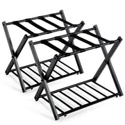 Set di 2 Portapacchi e bagagli in ferro con spazio superiore inferiore, Portapacchi pieghevole 68x43x56cm Nero-Attrezzatura da campeggio
