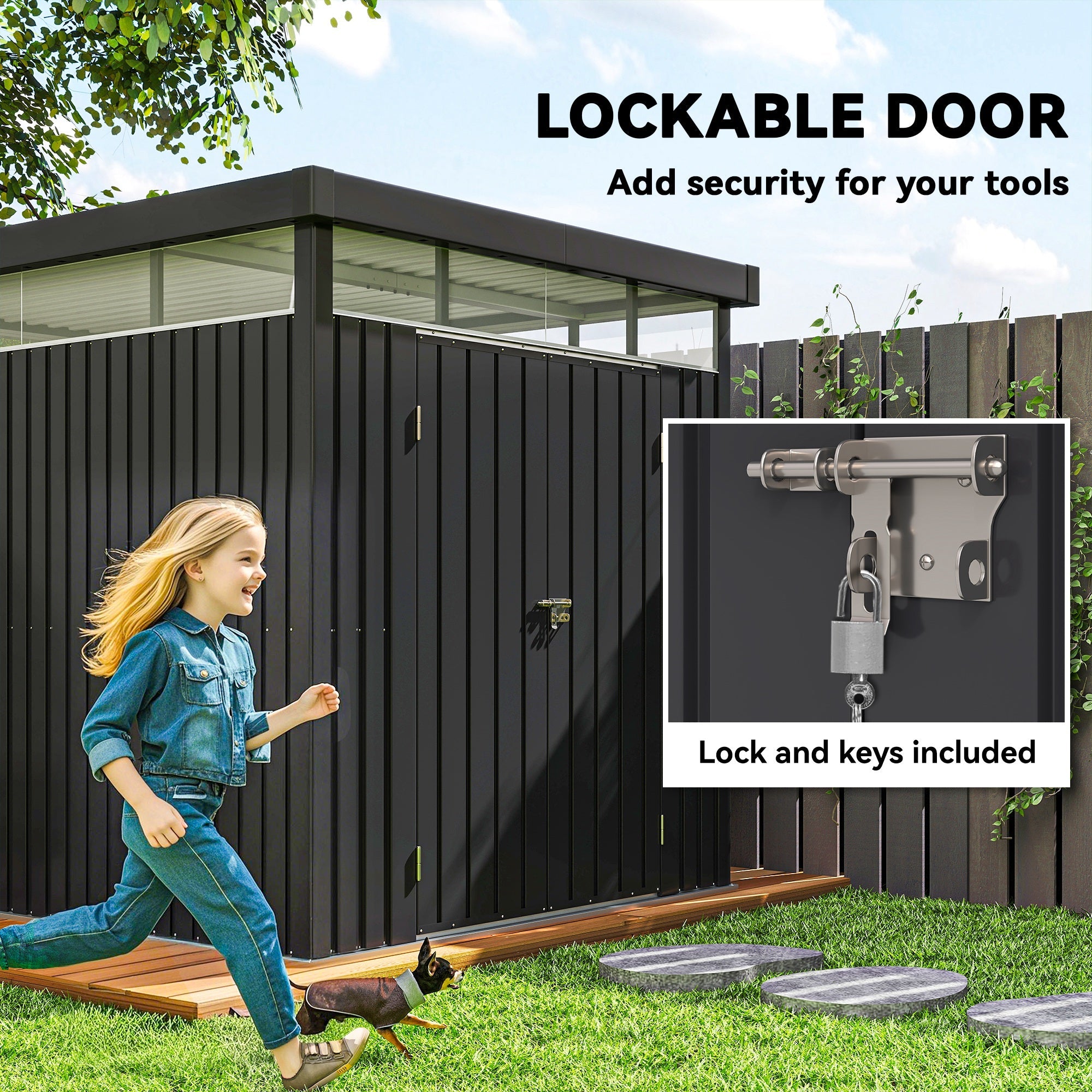 Capanno da Giardino con Lucernario in Acrilico 200x258x201 cm in Acciaio Grigio Scuro