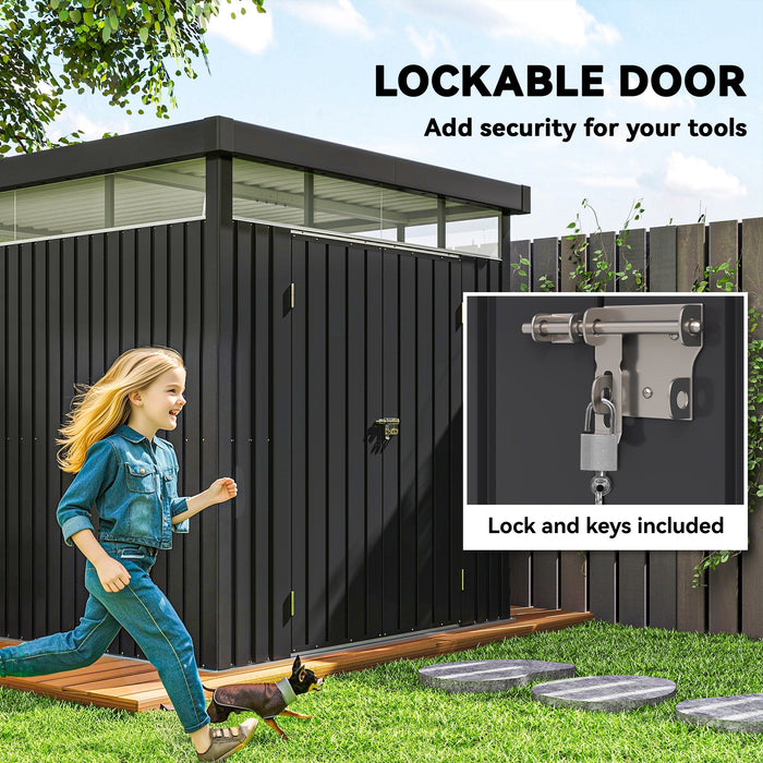 Capanno da Giardino con Lucernario in Acrilico 200x258x201 cm in Acciaio Grigio Scuro