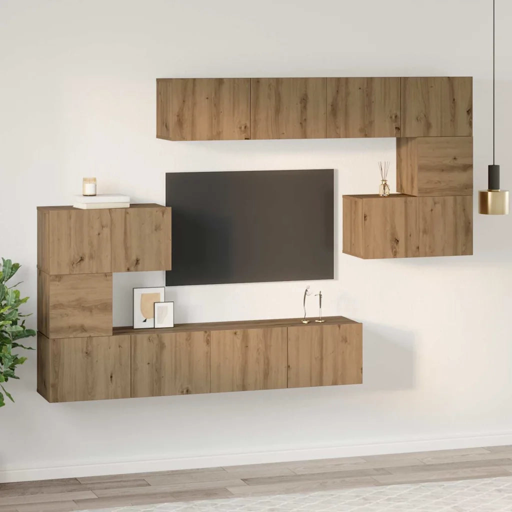 vidaXL Set mobile TV 8 pcs rovere artigianale 80 x 30 x 30 cm