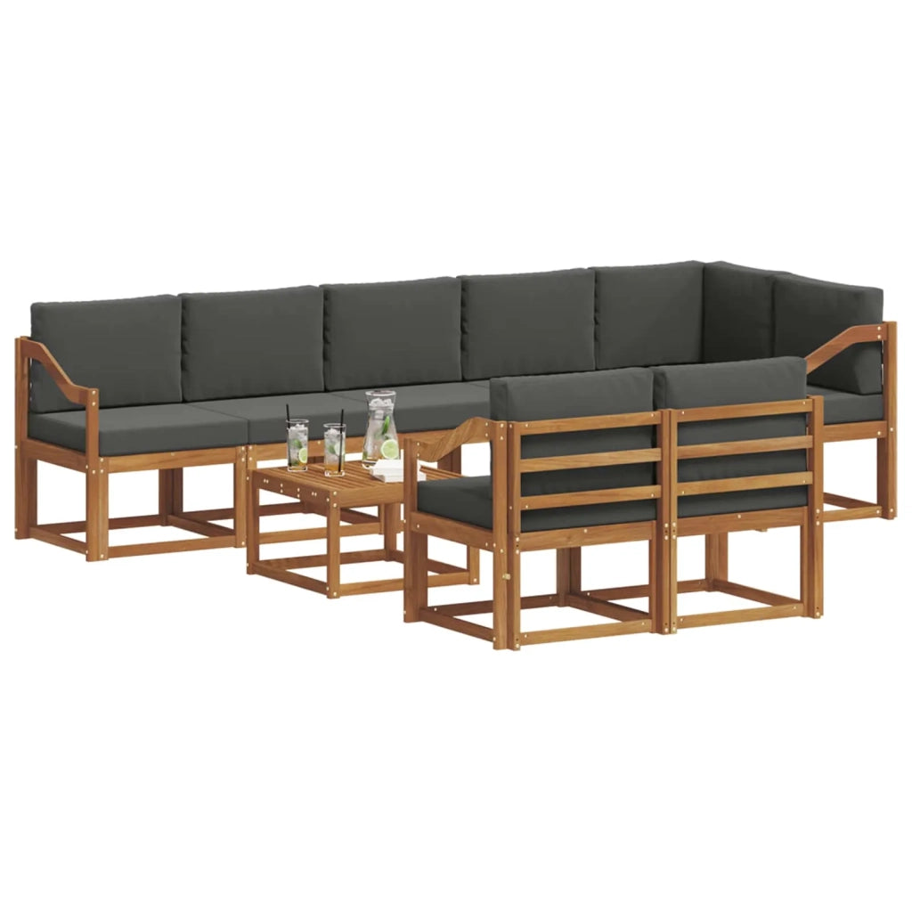 Set di divani da esterno con cuscino 9 pcs Naturale e Antracite 3366620