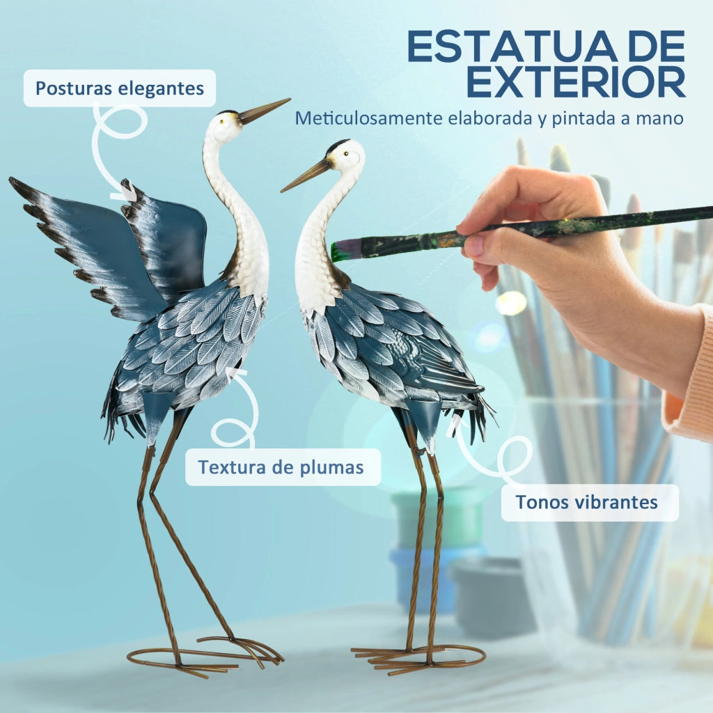 Set 2 Statue Gru in Acciaio per Giardino ¨C zephmum ¨C Grigio