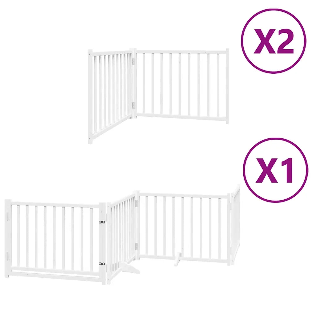 vidaXL Cancello Cani Porta Pieghevole Bianco 12 Pannelli 640 cm Pioppo