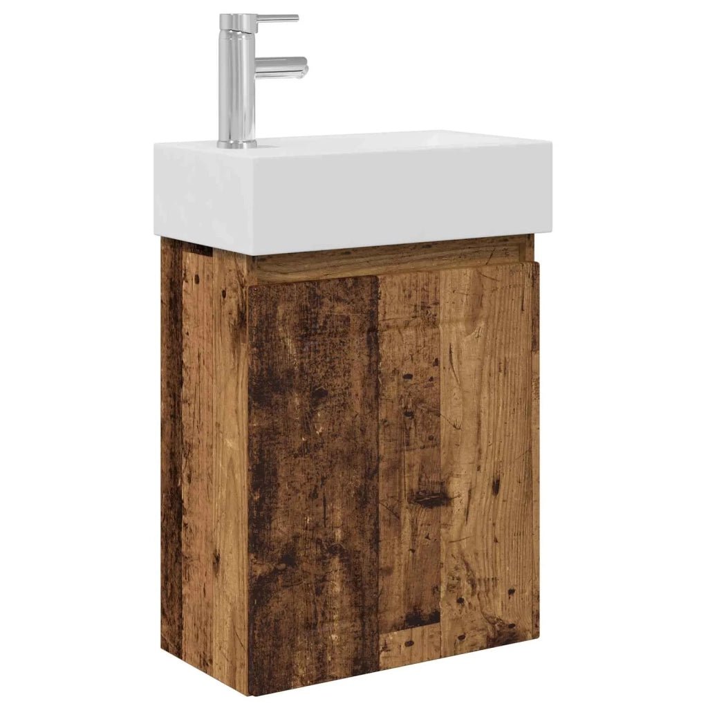 Mobile bagno con rubinetto Legno antico 45,5 x 25,5 x 84 cm 889489