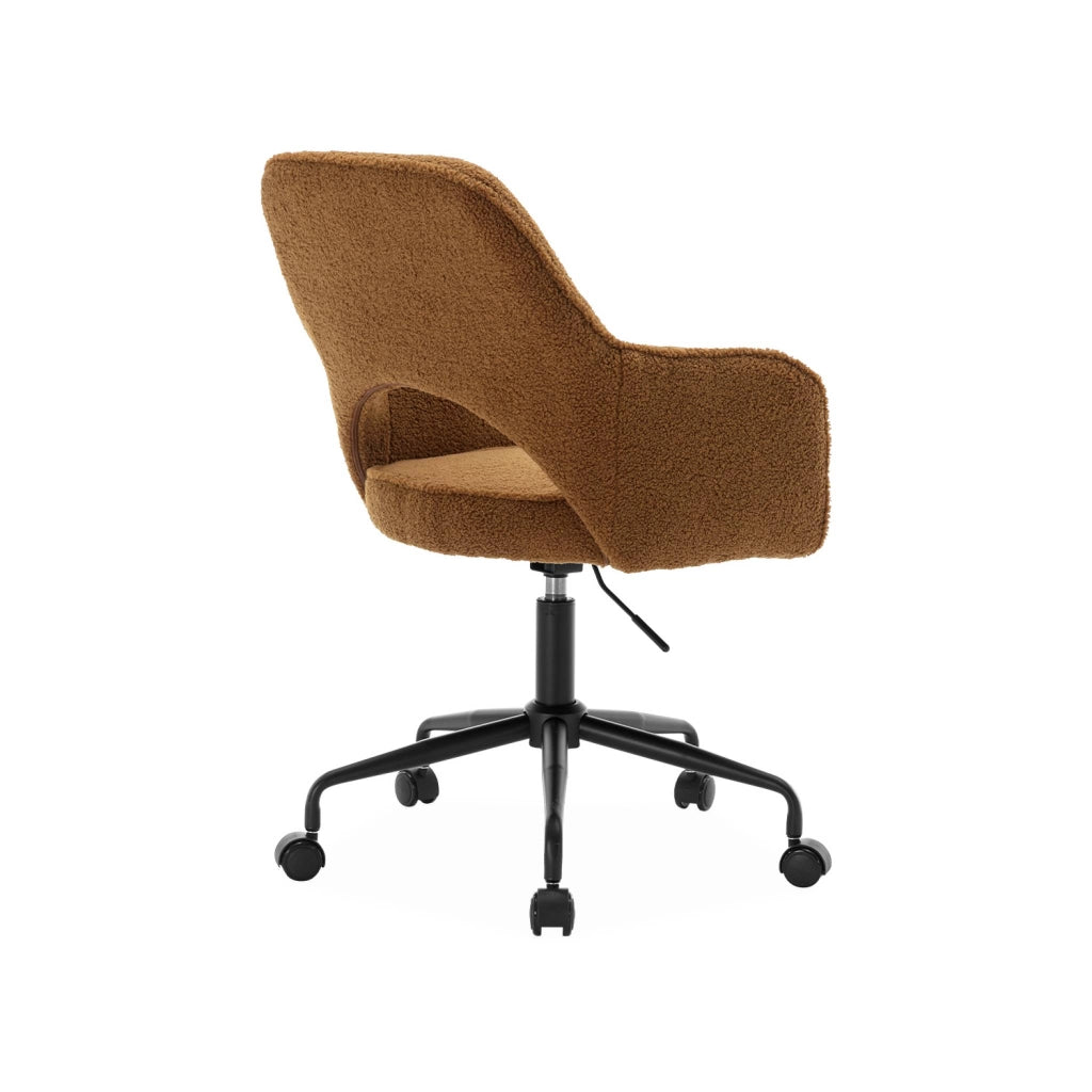 Sedia da ufficio bouclé con rotelle, ocra