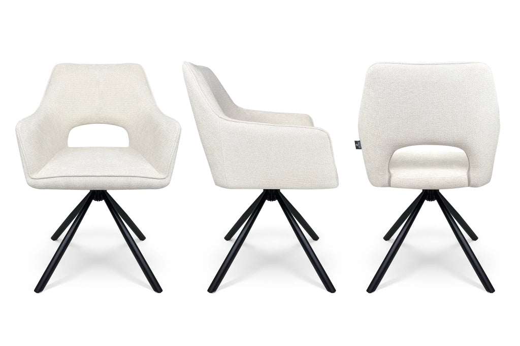 Sedia ufficio in tessuto, poltrona girevole beige – Alba