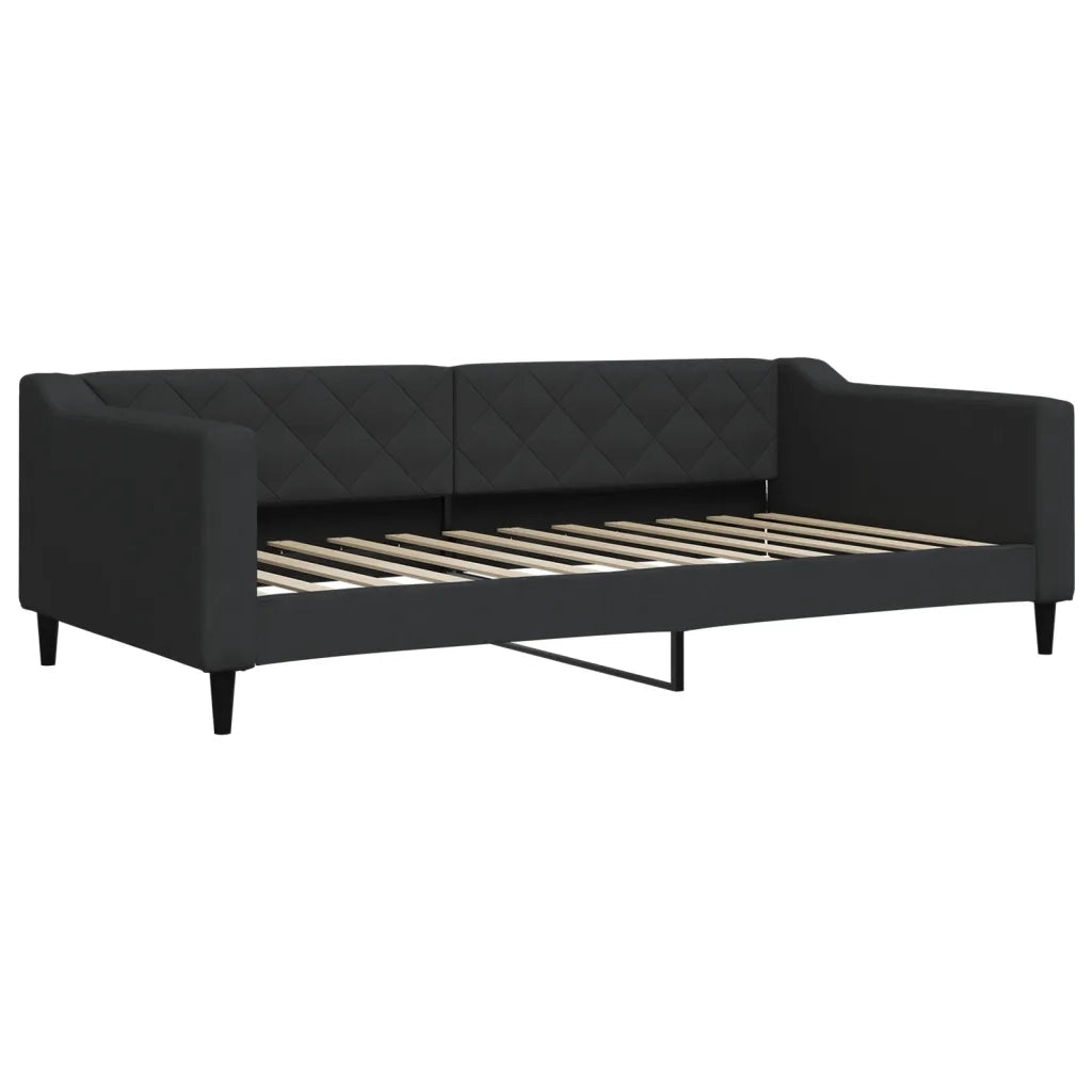 Divano Letto Estraibile con Cassetti Nero 100x200 cm in Tessuto