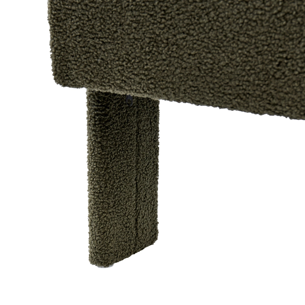 Poltrona da salotto in stile retrò rivestita in bouclé con gambe verdi design retrò gambe in legno per soggiorno
