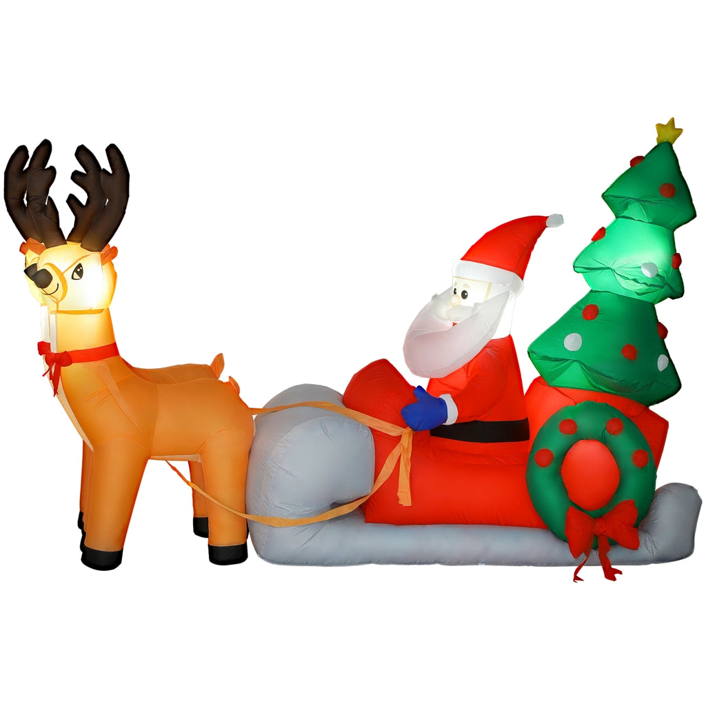 Babbo Natale Gonfiabile con Slitta e Renne ¨C Xylo ¨C 216x90x150 cm con Luci LED